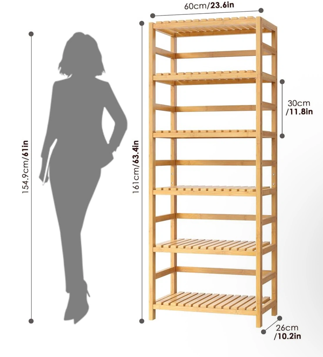 FOTOSOK 6-Tier Bamboo Shelf - photo 2