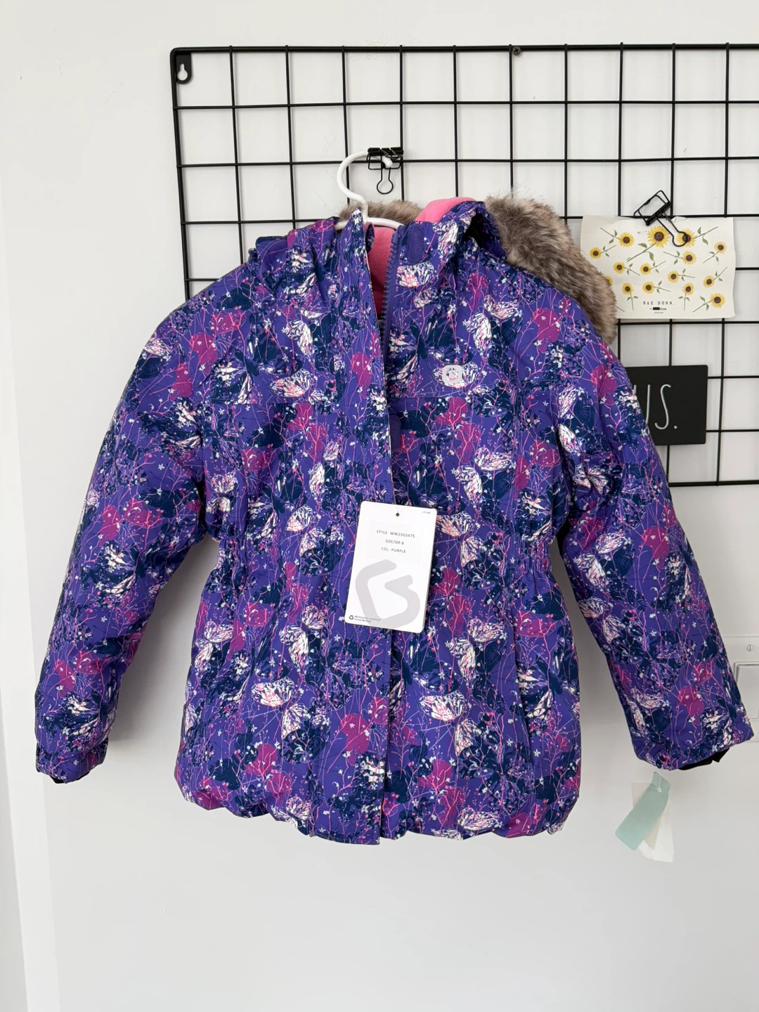 Gusti Kids Winter Jacket - Purple Floral Print