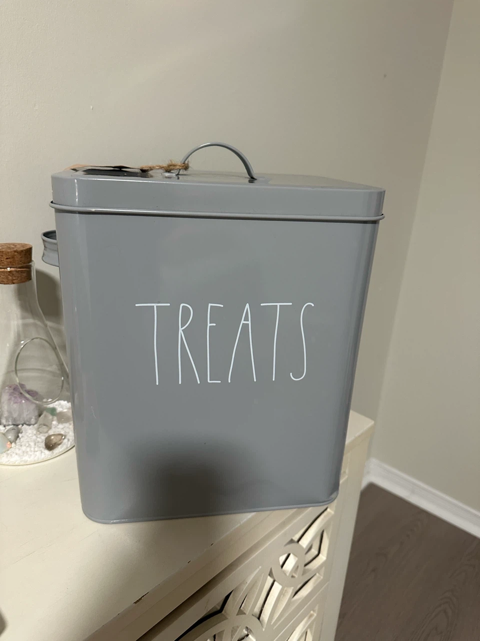 Grey Metal Treat Container