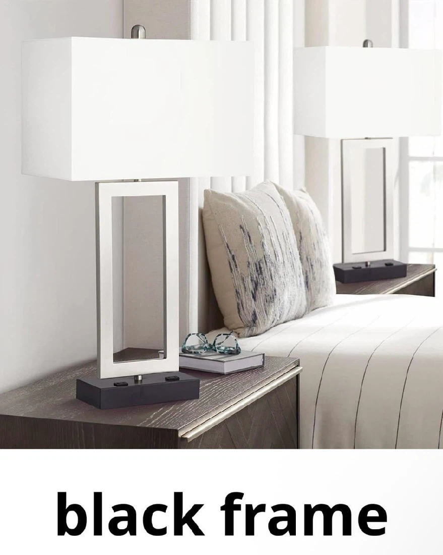 New in Box Set of 2 Matching Lamps, Black Frame