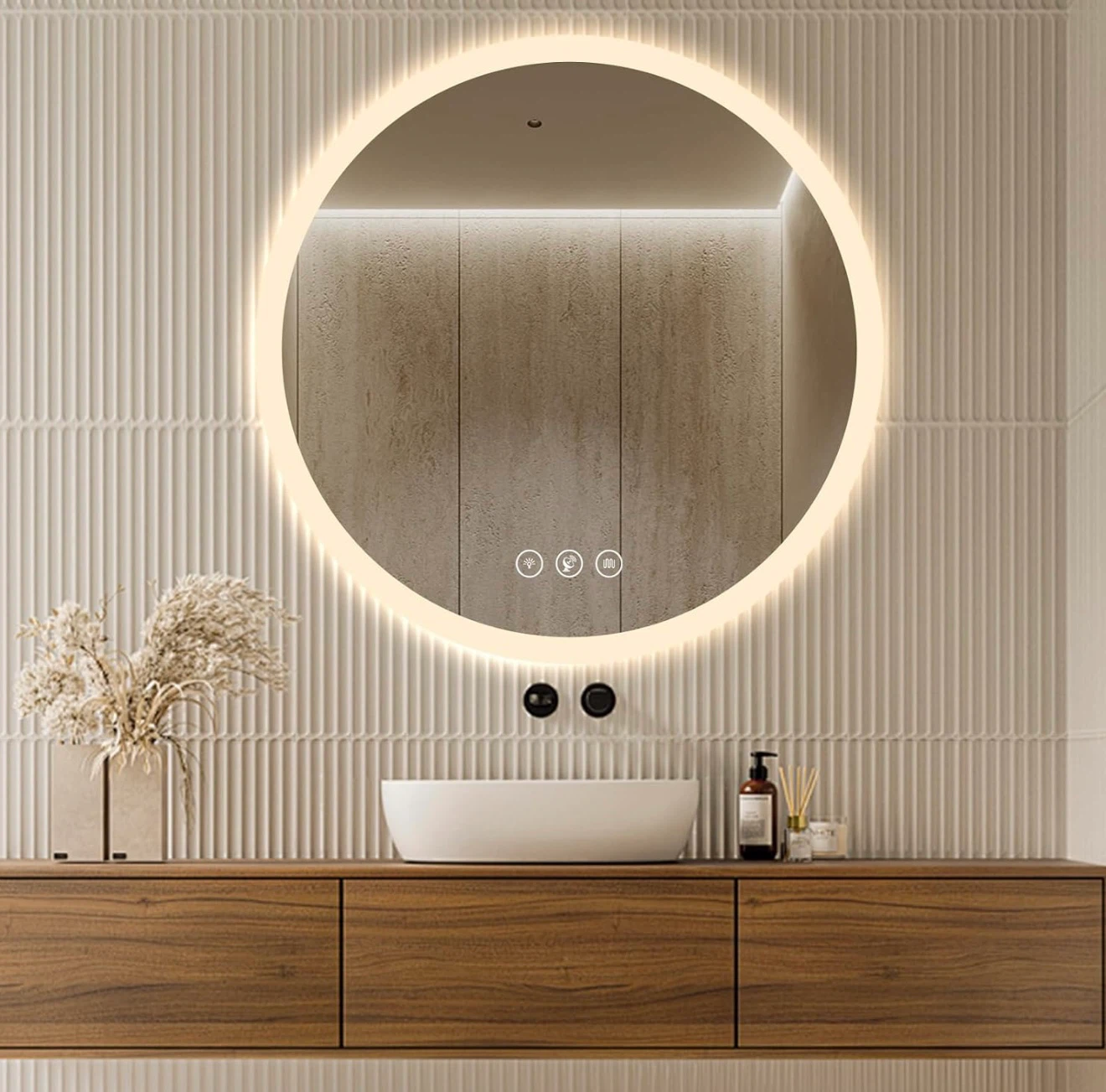 28" x 28" Round LED Bathroom Mirror