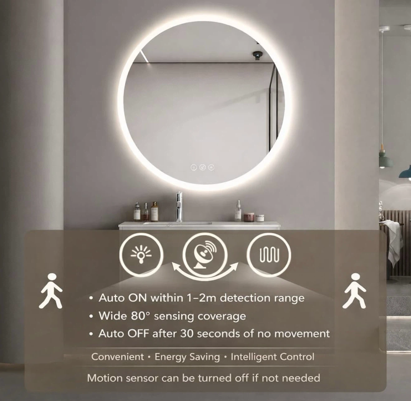 28" x 28" Round LED Bathroom Mirror - photo 2