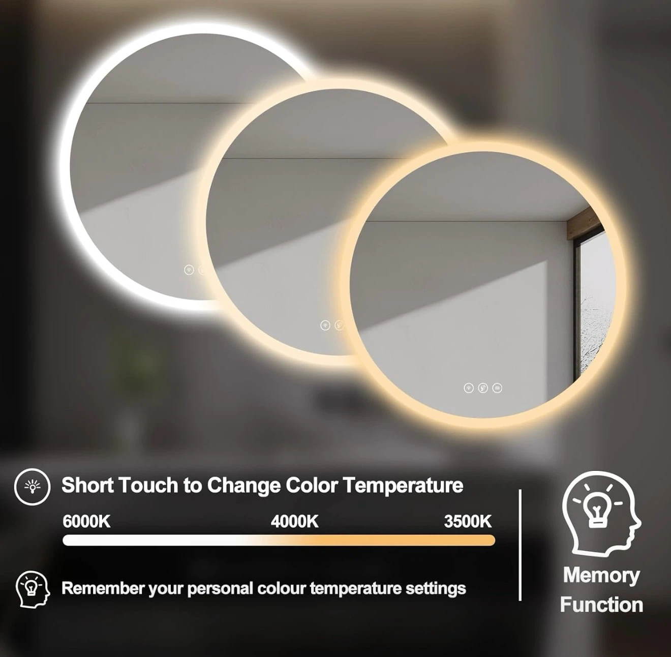 28" x 28" Round LED Bathroom Mirror - photo 3