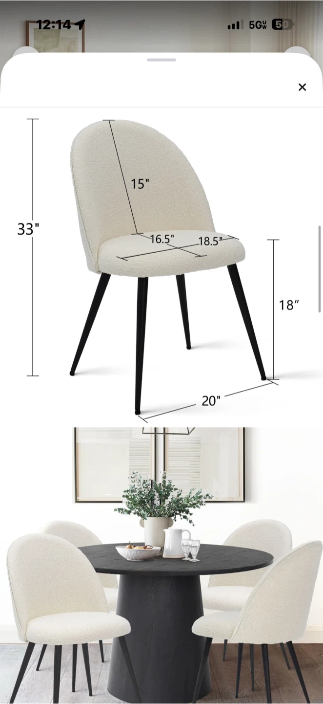 Cream Boucle 4 Dining Chairs