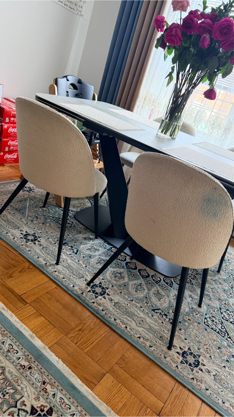 Cream Boucle 4 Dining Chairs - photo 2