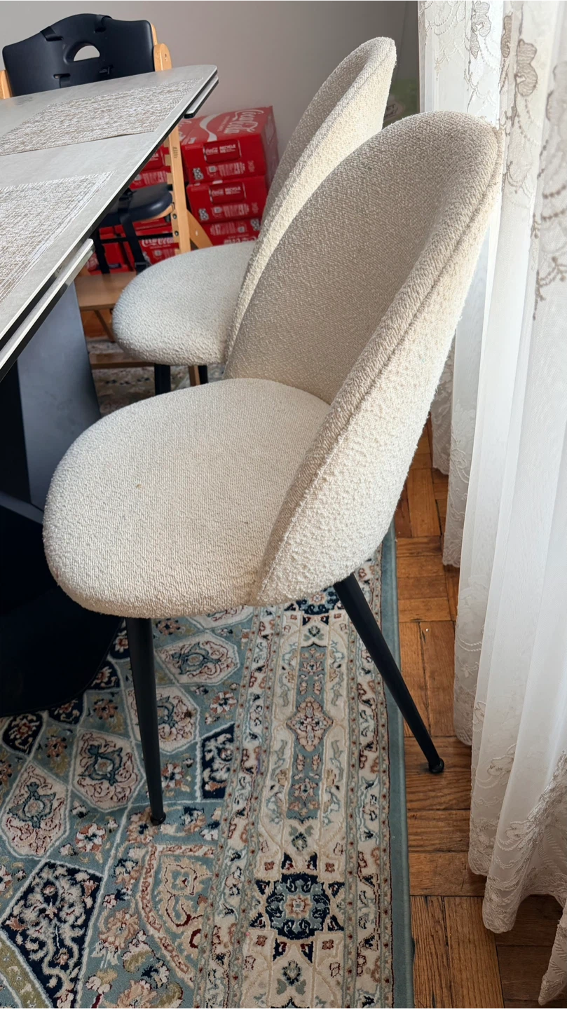 Cream Boucle 4 Dining Chairs - photo 5