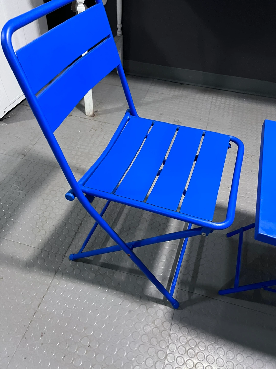 Blue Folding Metal Chair made in Japan - photo 2