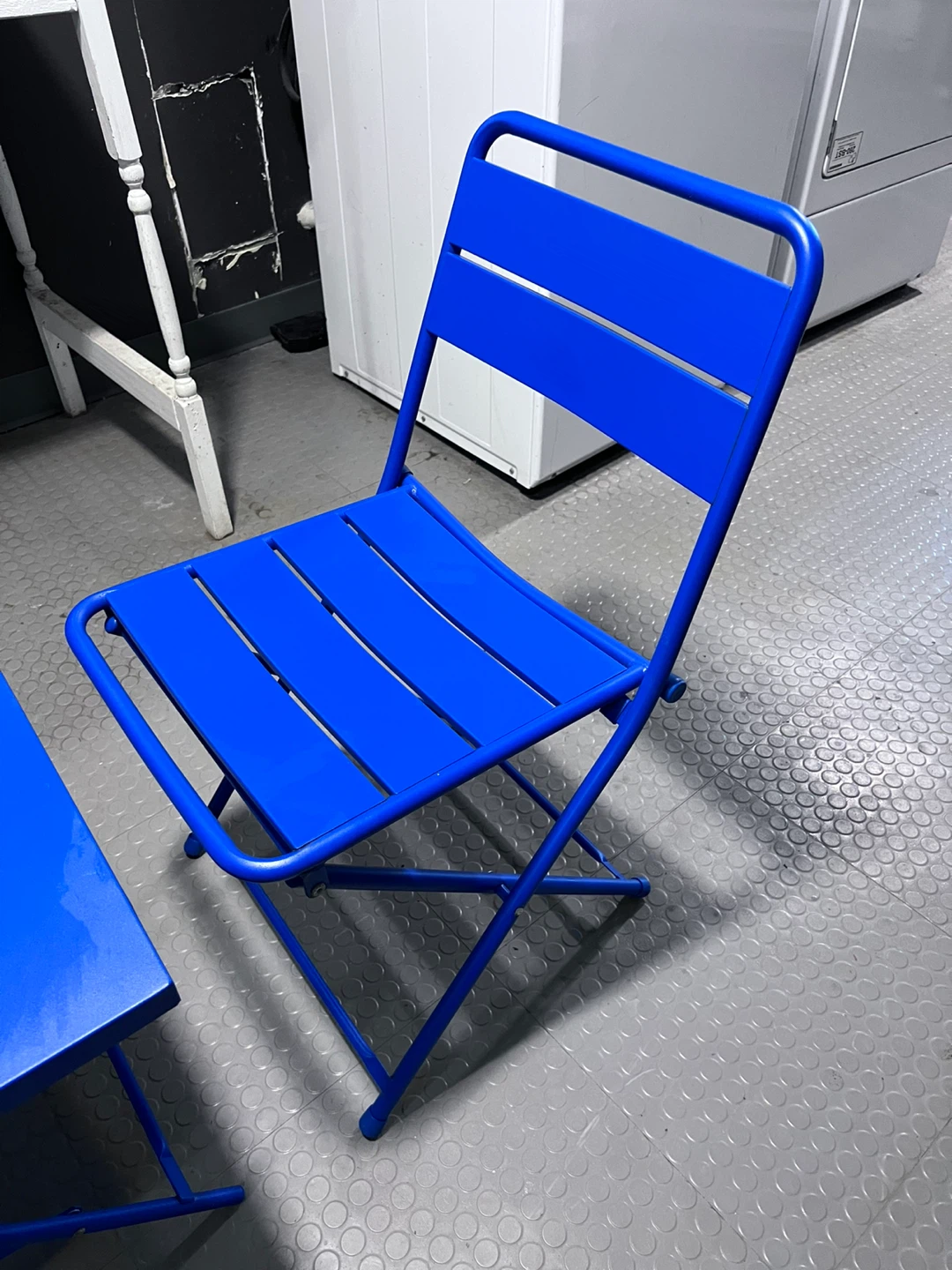 Blue Folding Metal Chair made in Japan - photo 3