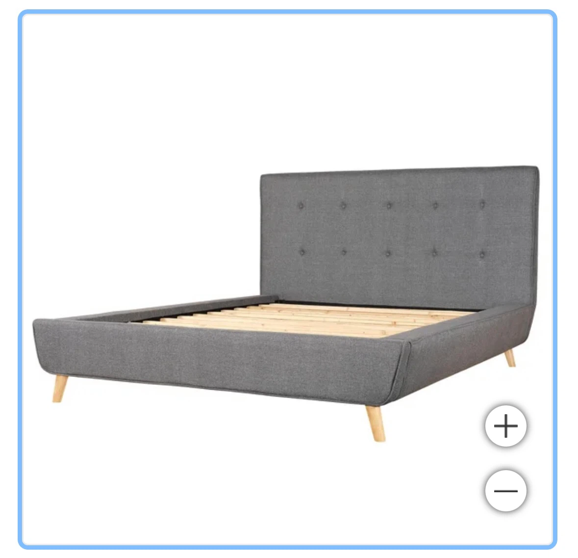 Grey upholstered bed frame