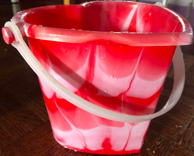 Red and White Swirl Heart Shaped Bucket