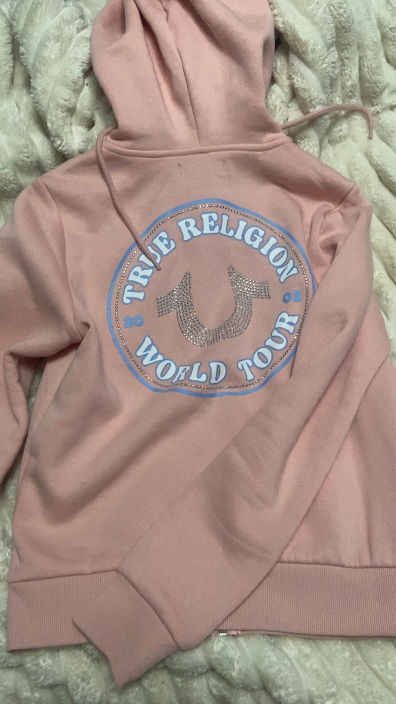 True Religion Pink Rhinestone Zip-Up Hoodie - photo 2