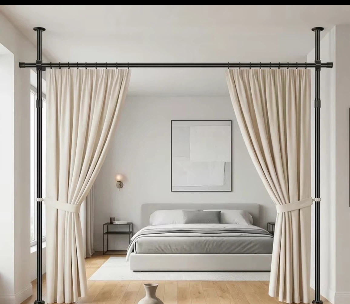 Adjustable Room Divider Curtain Rod System