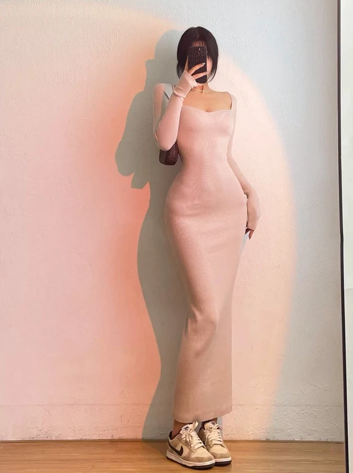 Brand New with tag  Ribbed Knit Maxi Dress in cream - photo 3