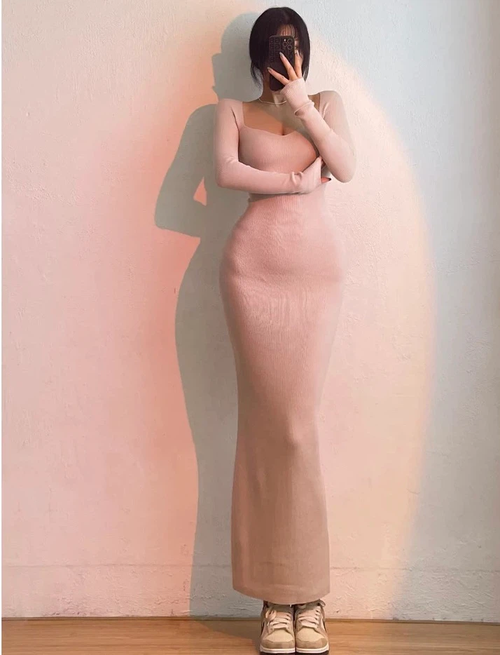 Brand New with tag  Ribbed Knit Maxi Dress in cream - photo 5