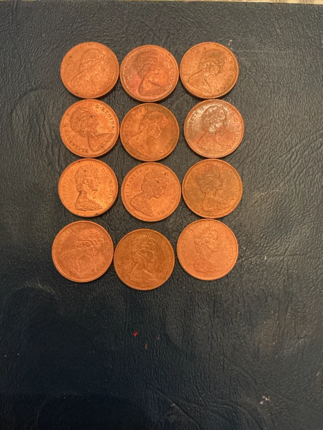 12 Canadian Pennies - 1967