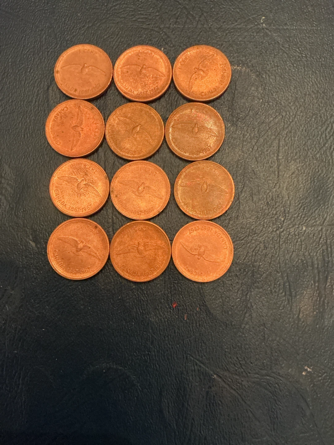 12 Canadian Pennies - 1967 - photo 2