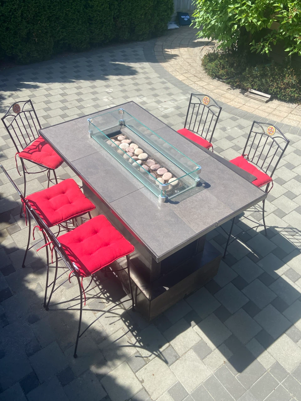 Outdoor Fire Pit Table with 5 high stools. - photo 2