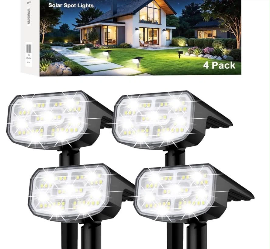 Solar Spot Lights - 4 Pack 3 lights Modes, Landscaping