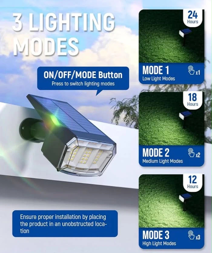Solar Spot Lights - 4 Pack 3 lights Modes, Landscaping - photo 4