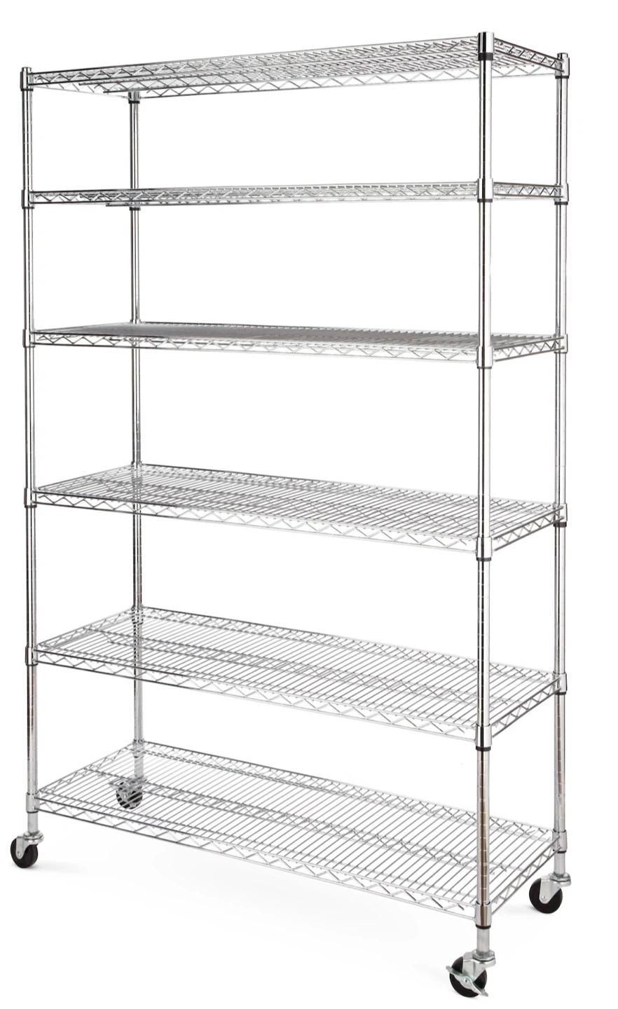 Metal 6-Tier Adjustable Wire Shelving Storage Unit with Wheels