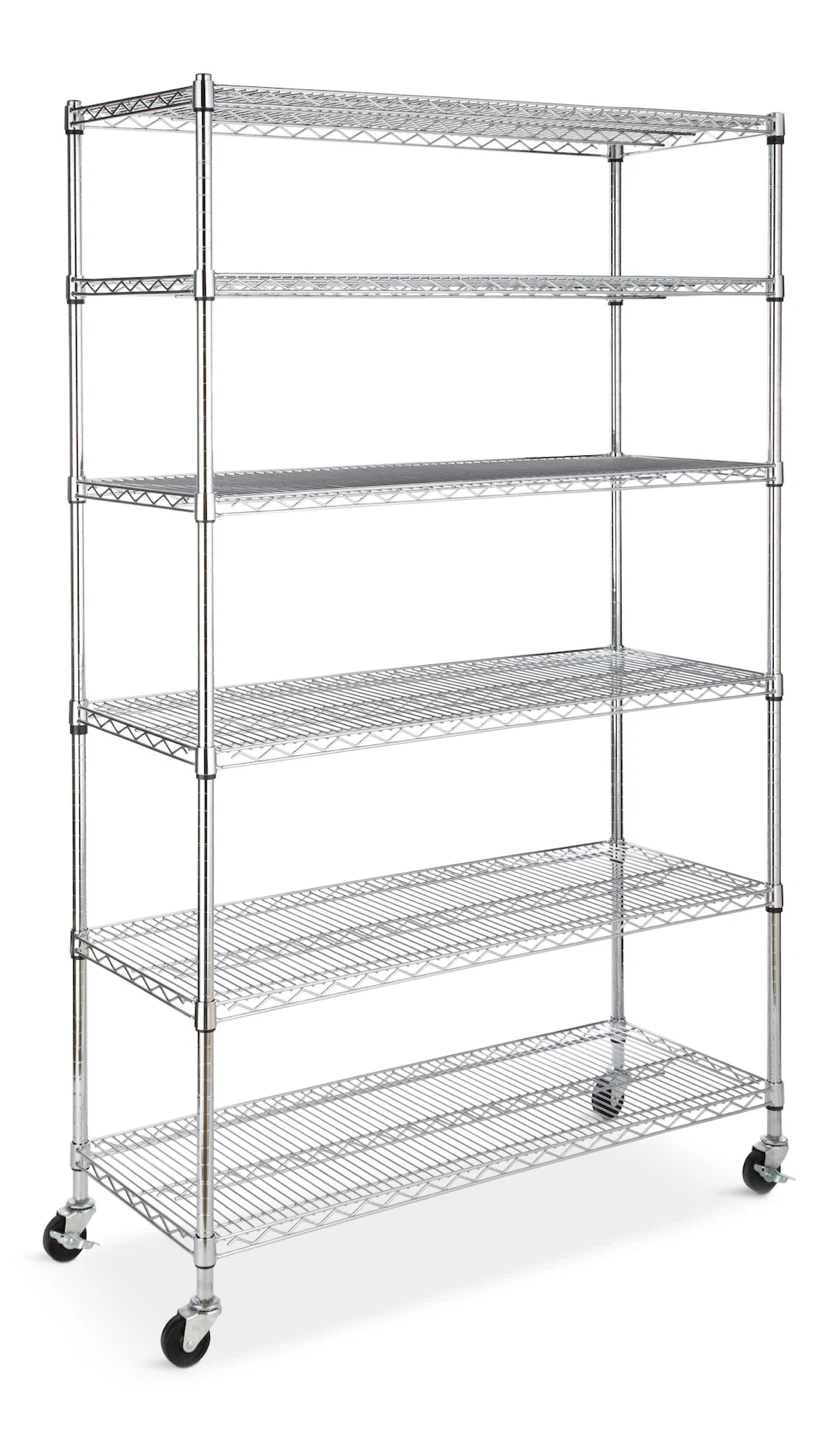 Metal 6-Tier Adjustable Wire Shelving Storage Unit with Wheels - photo 2
