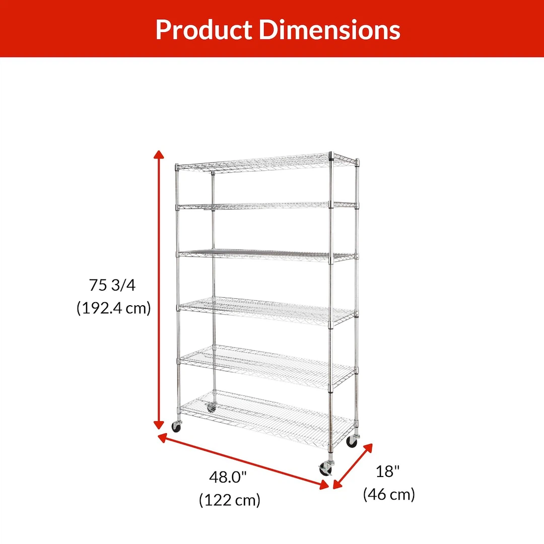 Metal 6-Tier Adjustable Wire Shelving Storage Unit with Wheels - photo 3