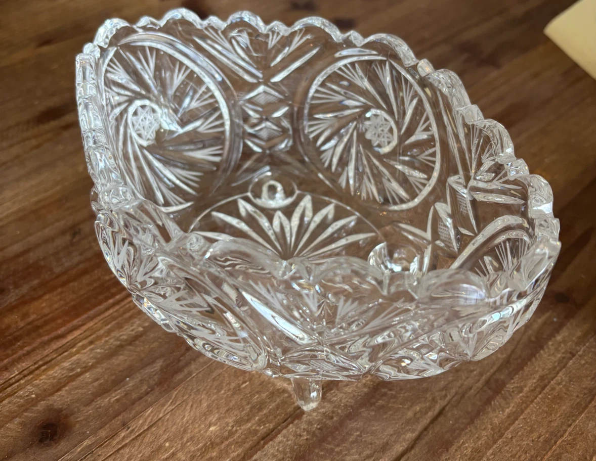 Cut Crystal Glass Footed Bowl