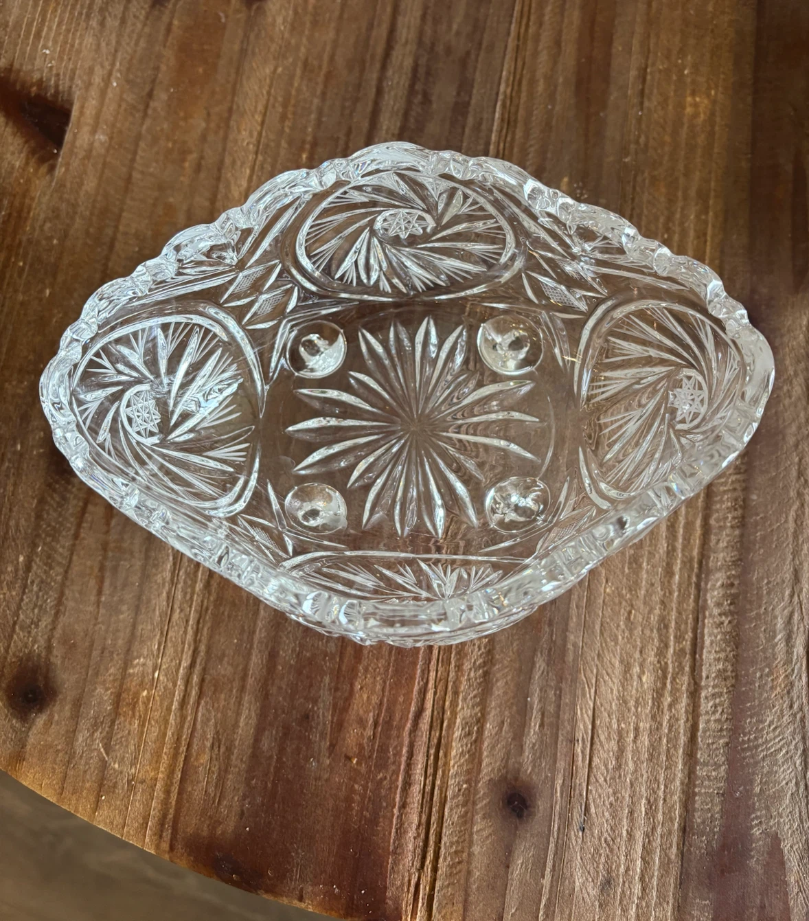 Cut Crystal Glass Footed Bowl - photo 2