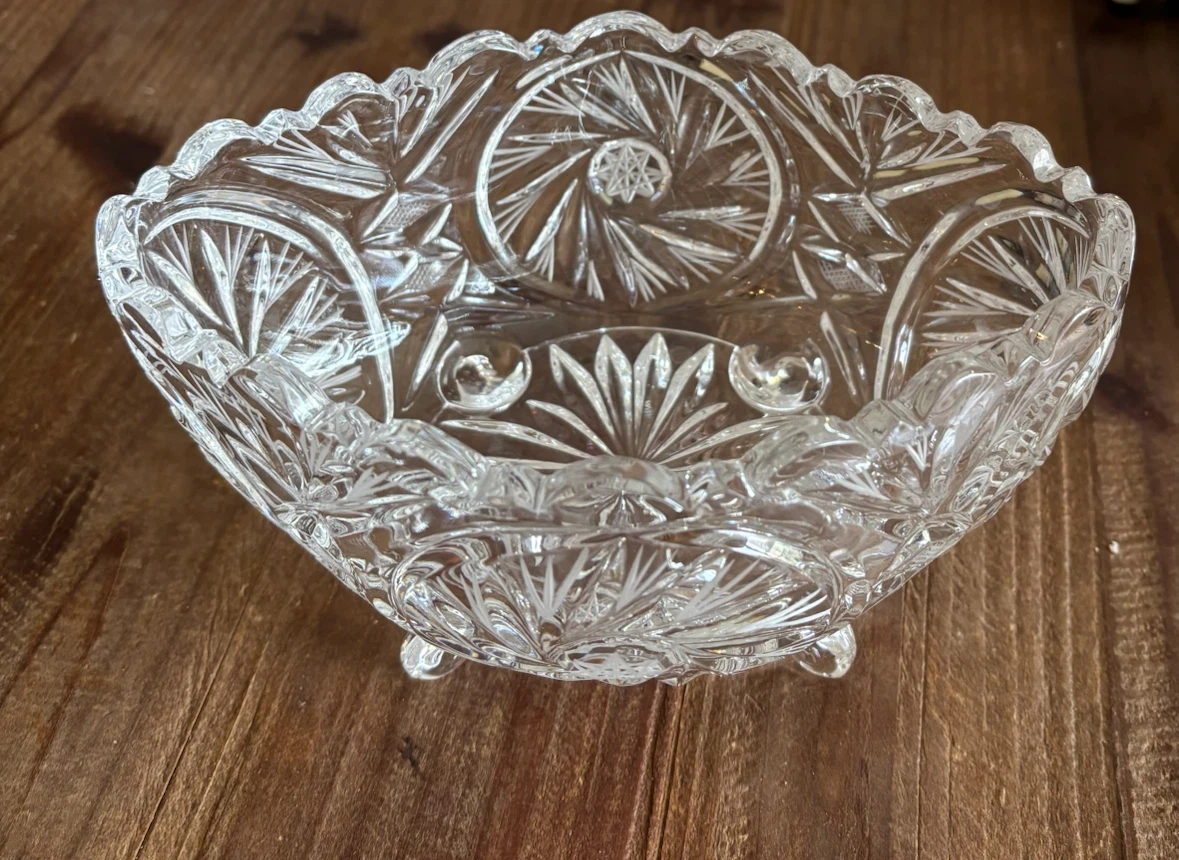 Cut Crystal Glass Footed Bowl - photo 3