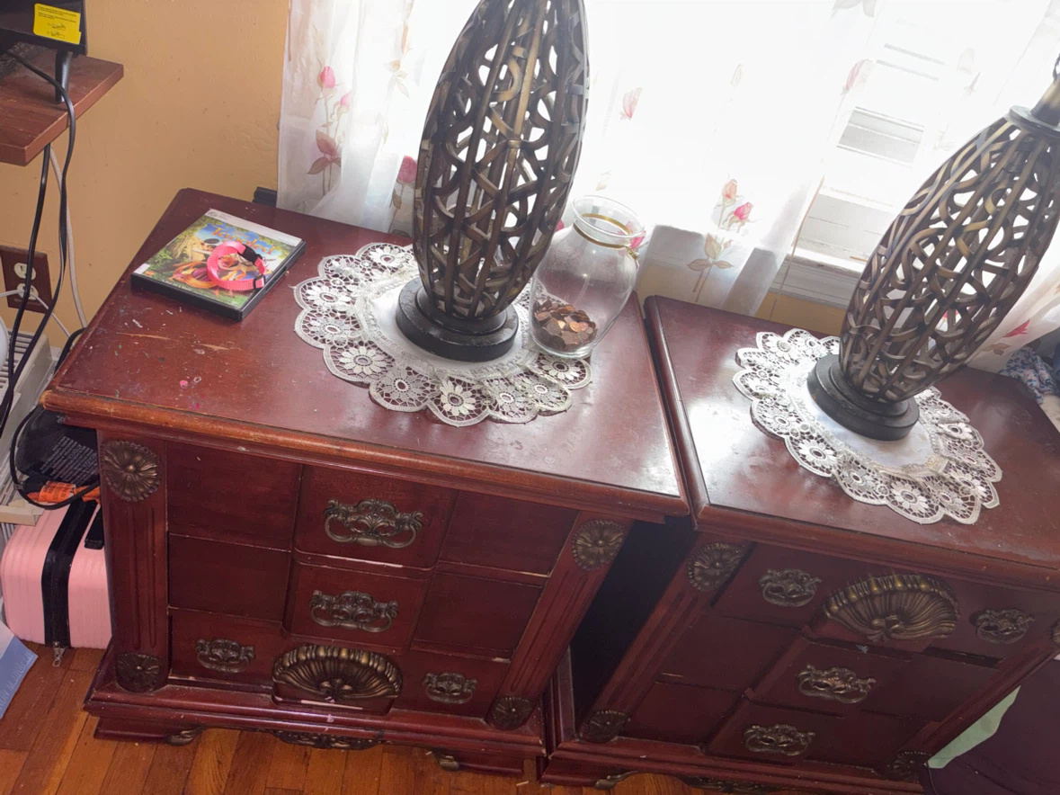 Vintage Wood Nightstand Set
