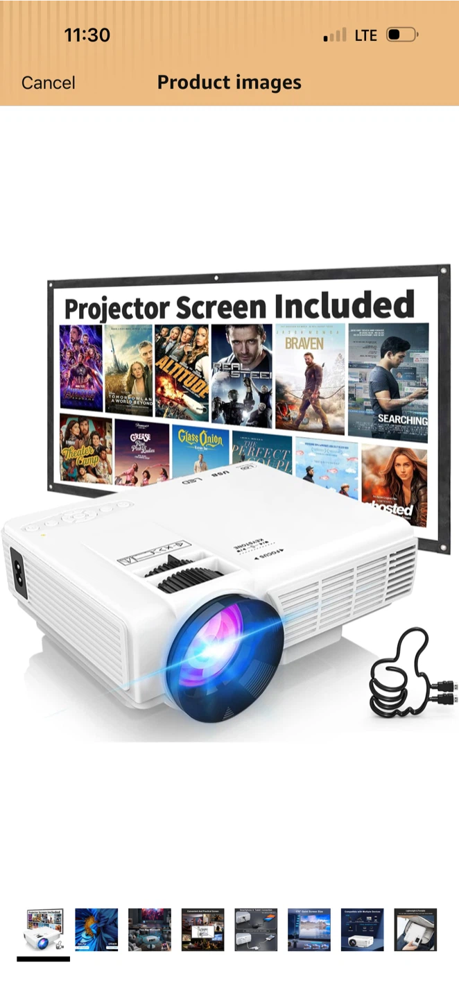 GKLPO Mini Projector with 80-inch Screen Included