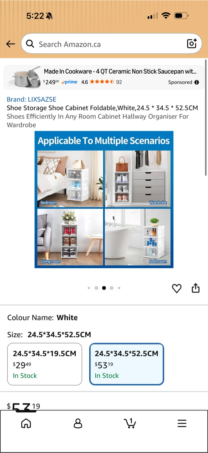 LIXSAZSE Foldable Shoe Storage Cabinet - White
