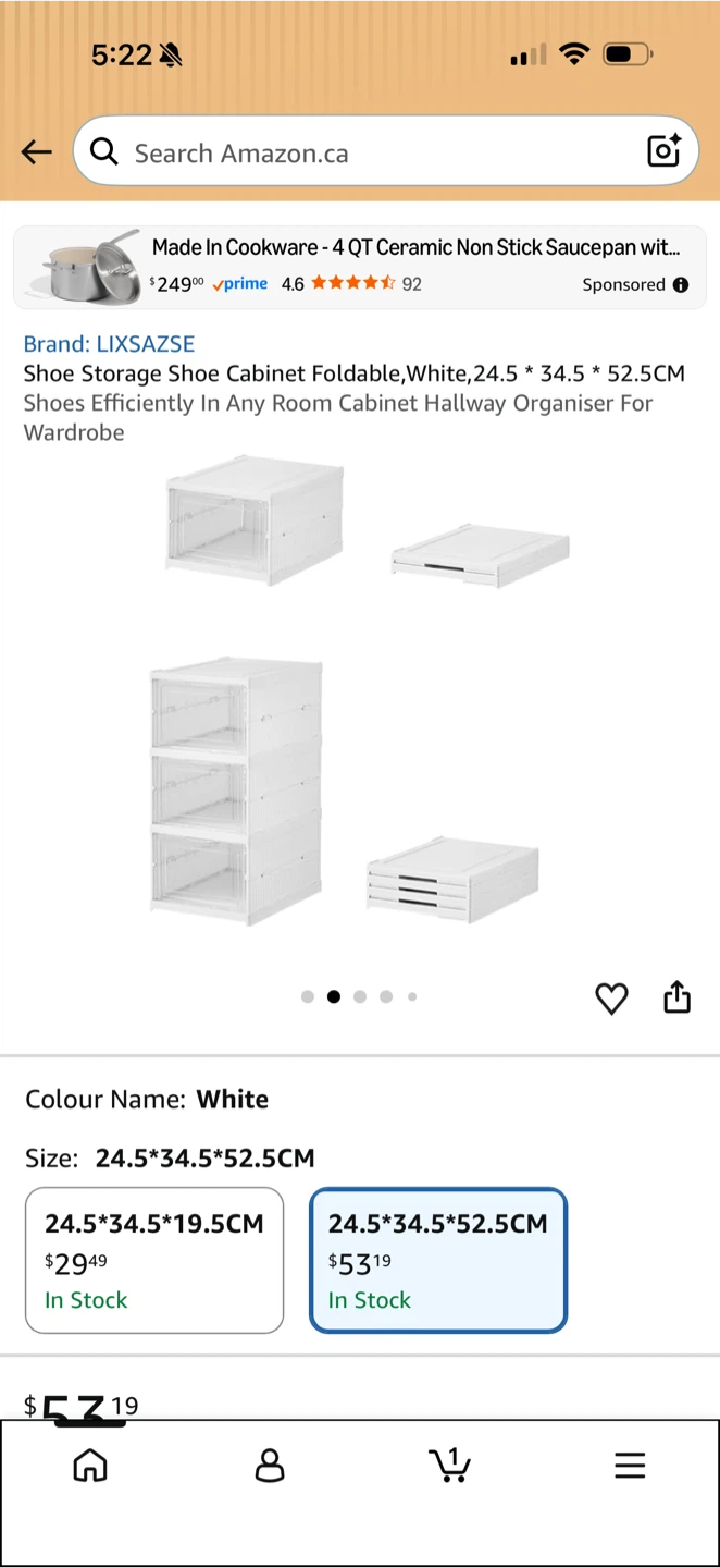LIXSAZSE Foldable Shoe Storage Cabinet - White - photo 2