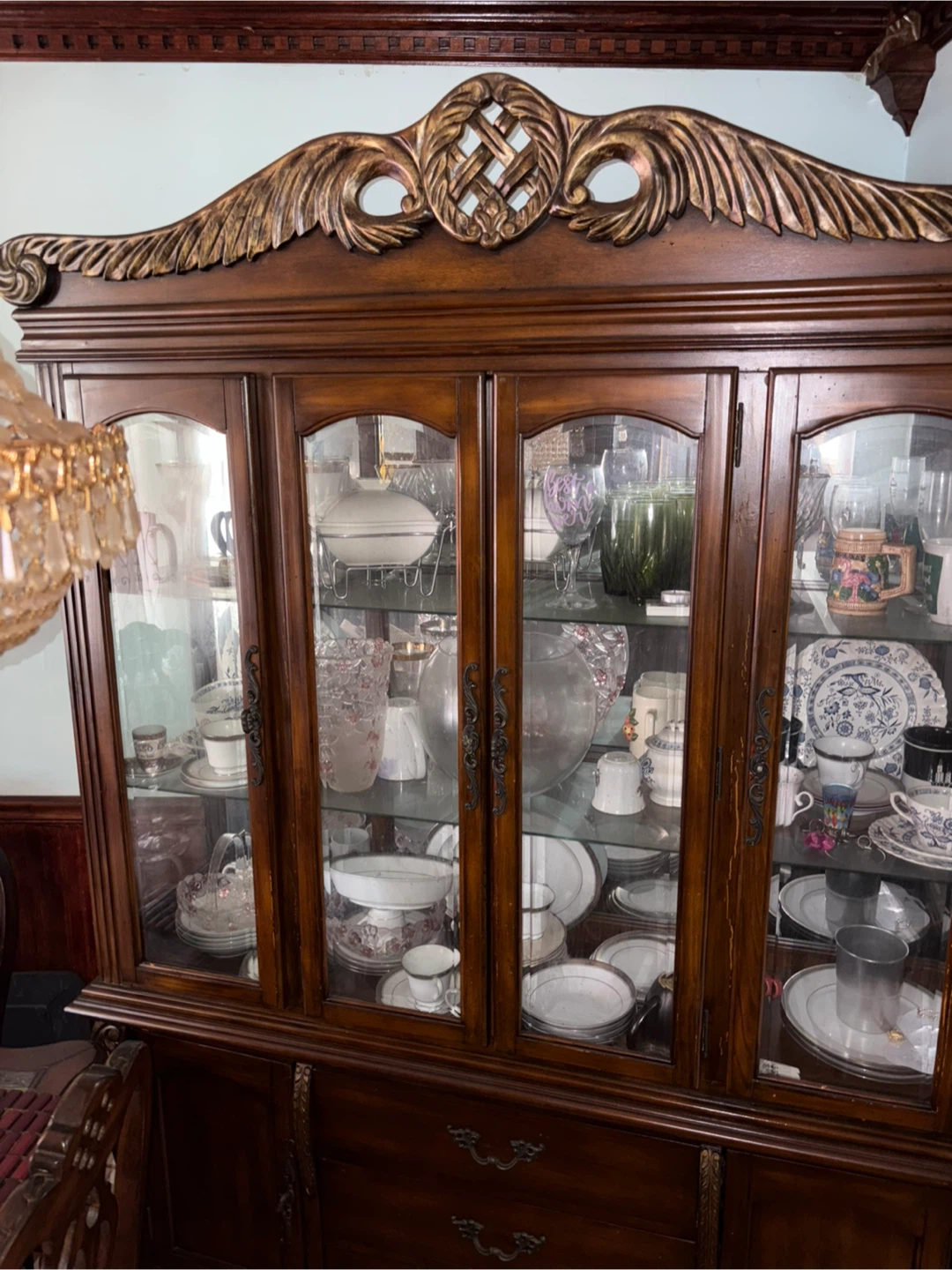 Antique China Cabinet with Glass Doors