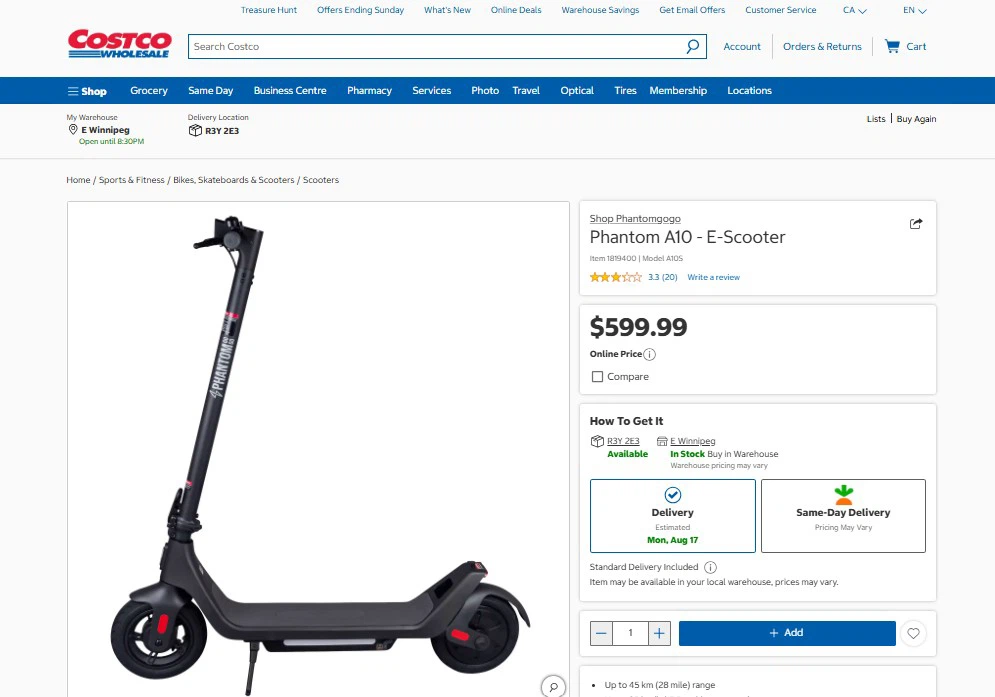 New electric scooter. E scooter. A10