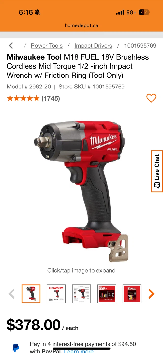 Milwaukee Tool M18 FUEL 18V Brushless Cordless Impact Wrench
