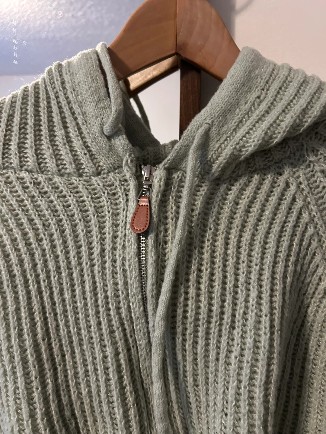 Light Green Cropped Knit Hoodie - photo 3
