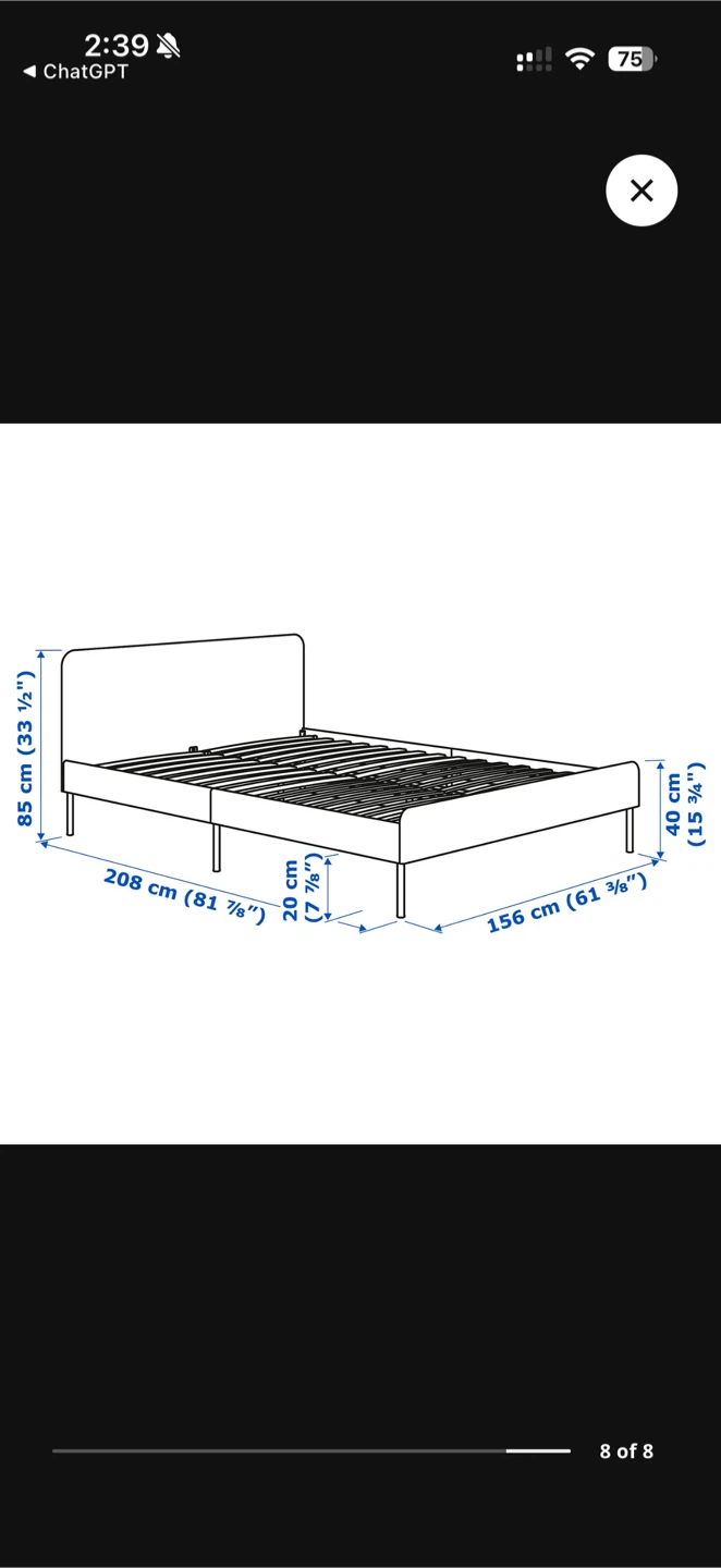 IKEA SLATTUM Upholstered Bed Frame - Queen - photo 3