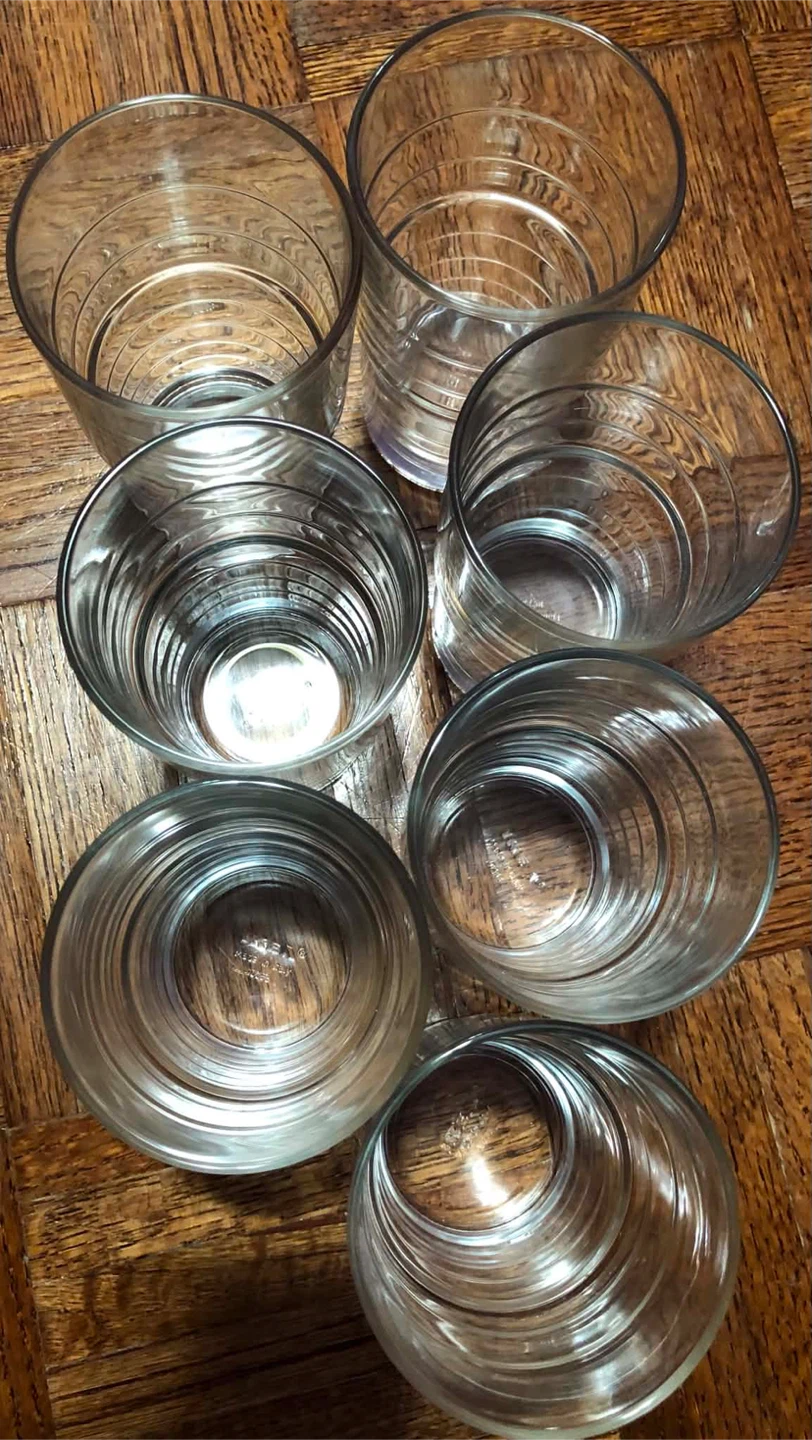 Set of 7 Clear Drinking Glasses
