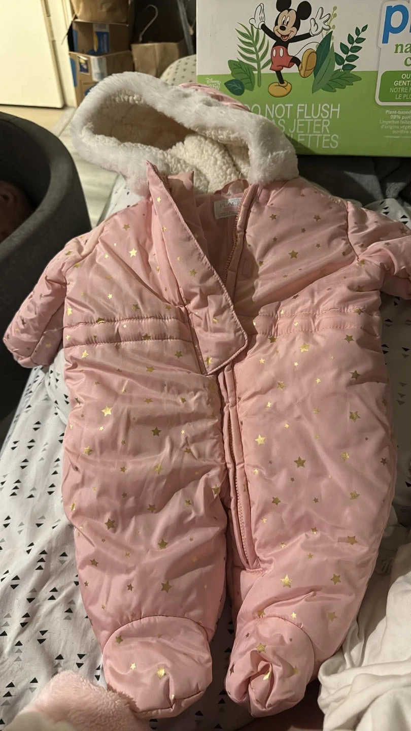 Pink Star Puffer Snowsuit with Hood 0-3 months
