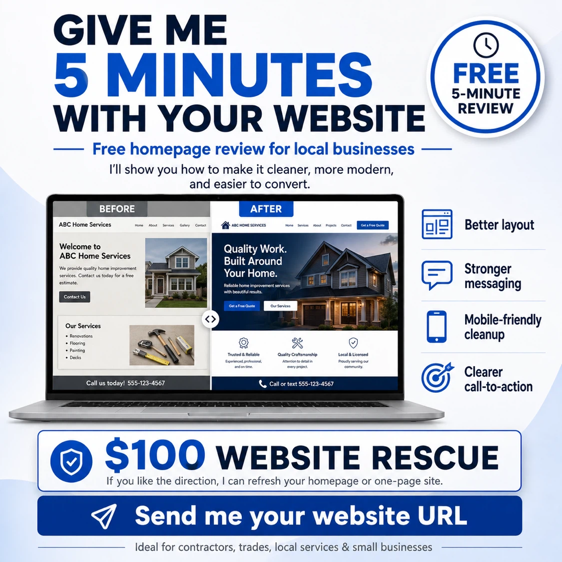 Free Website Homepage Review for Local Businesses