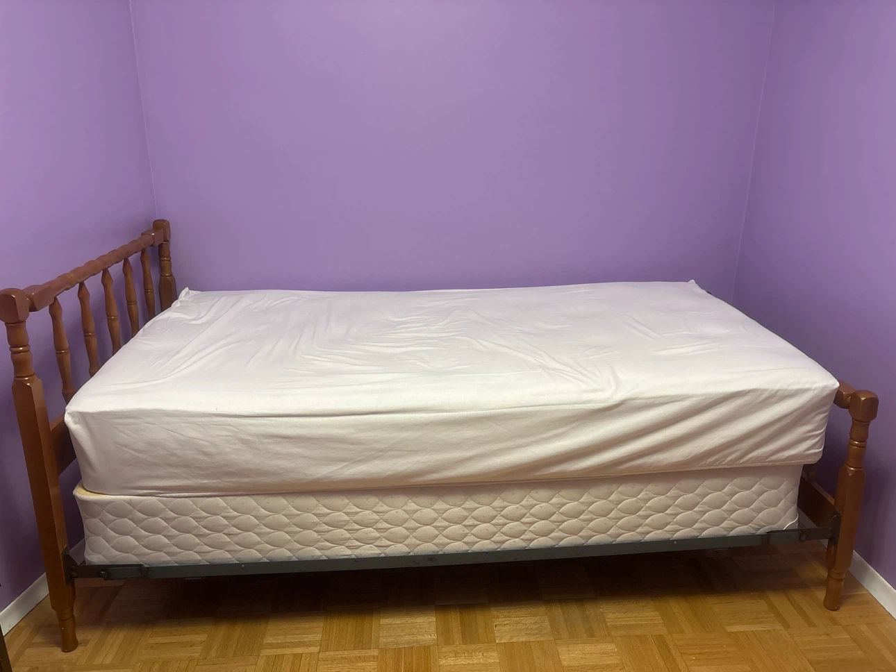 Wooden Bed Frame with Mattress