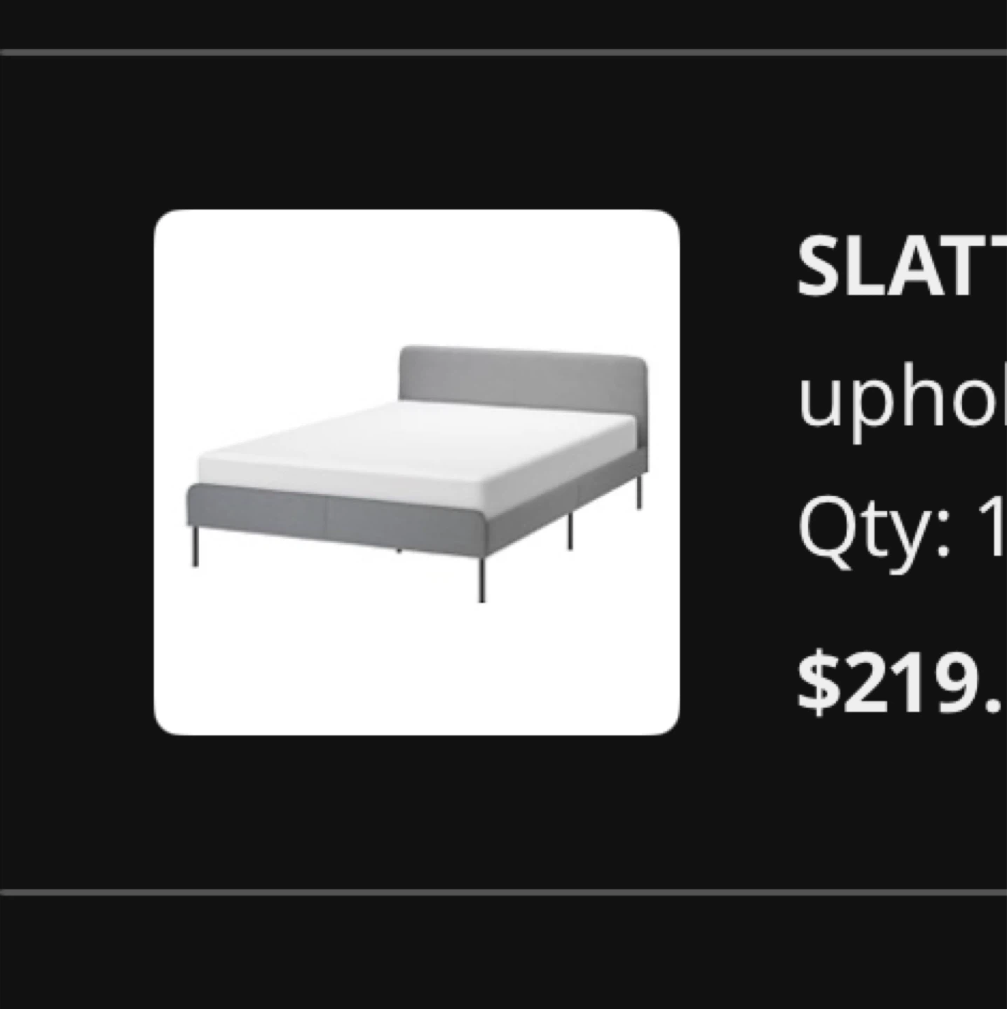 IKEA SLATTUM Upholstered Bed Frame - Queen