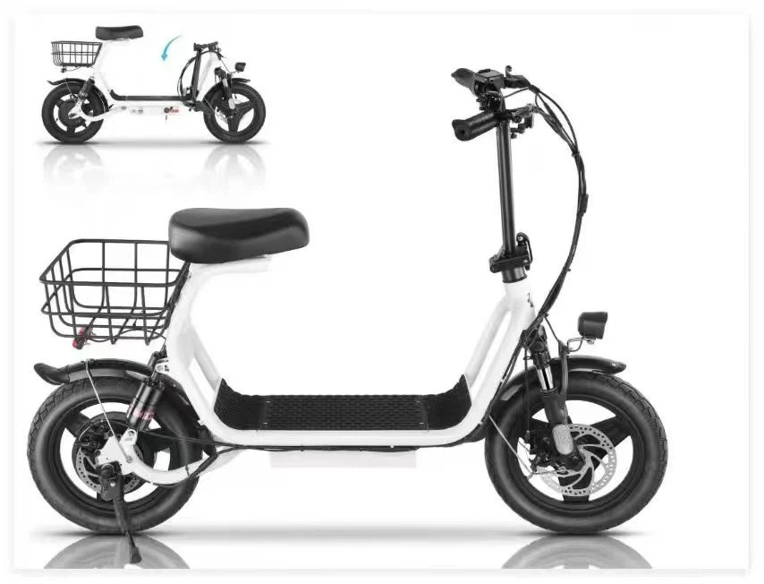 new electric scooter, E scooter with seat, led light and basket.