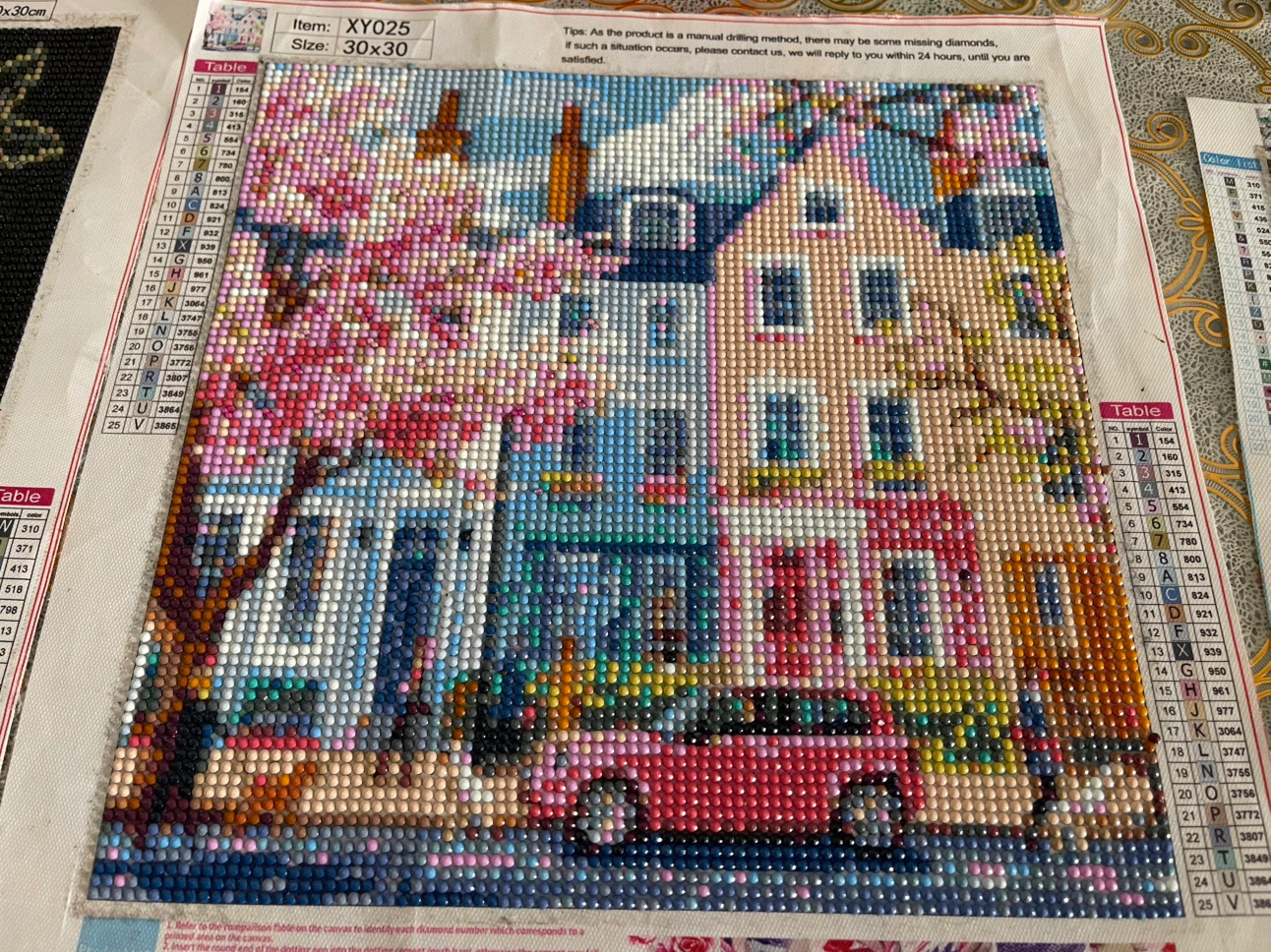 Diamond Painting Kit - showing a street of colorful houses