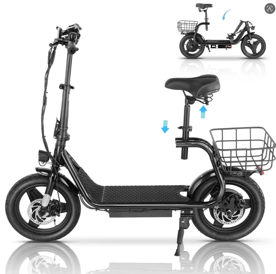 New 750W electric scooter, with adjustable seat, led and basket. - photo 2