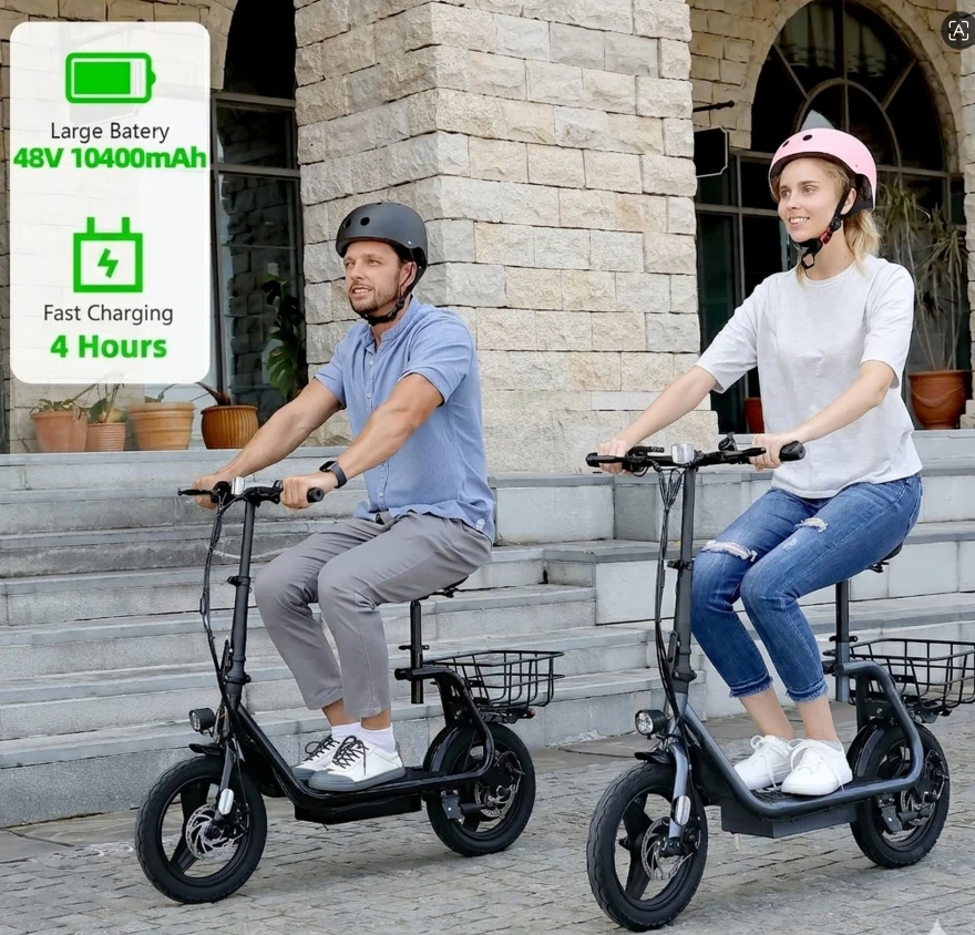 New 750W electric scooter, with adjustable seat, led and basket. - photo 4