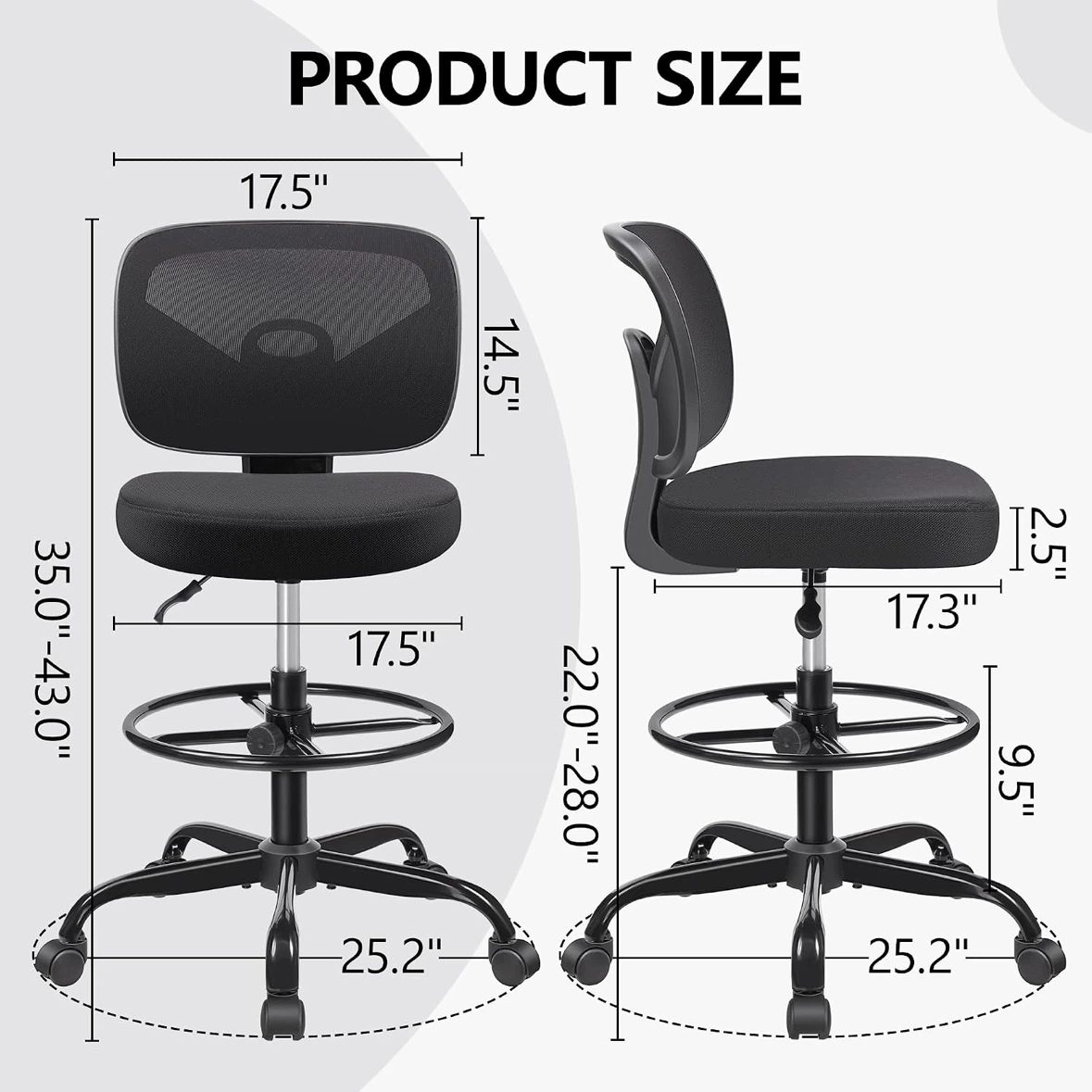 Adjustable Drafting Chair with Footrest - photo 2