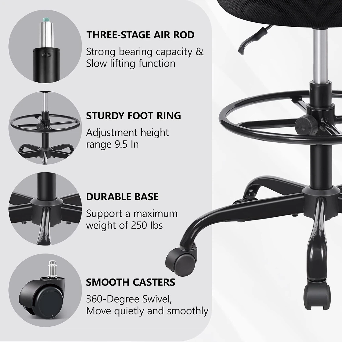 Adjustable Drafting Chair with Footrest - photo 3