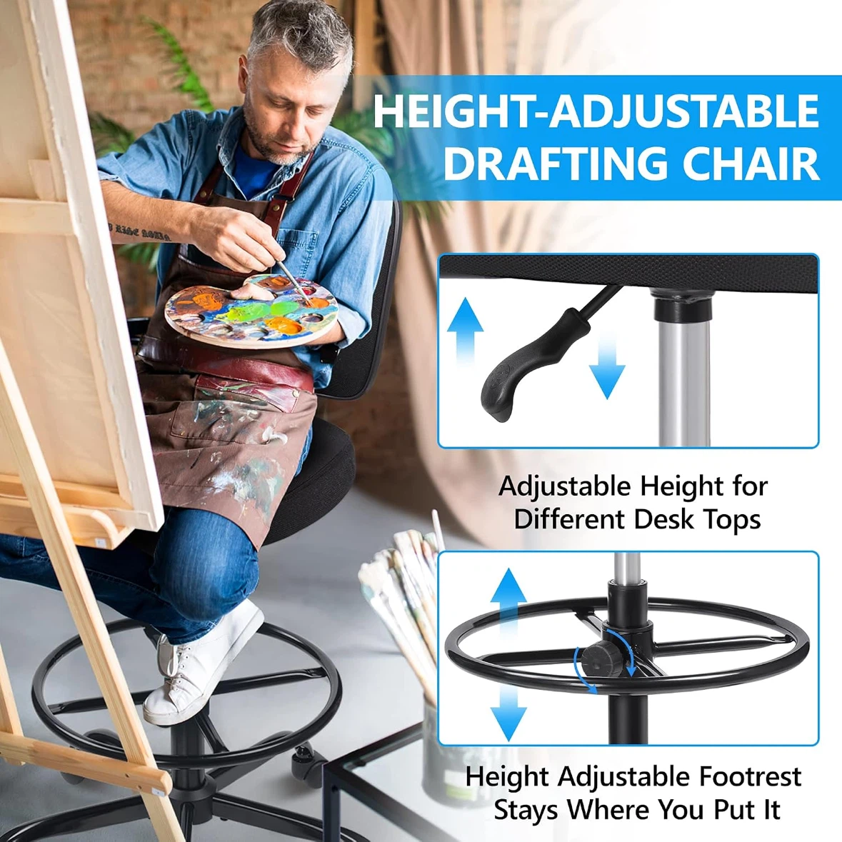 Adjustable Drafting Chair with Footrest - photo 4
